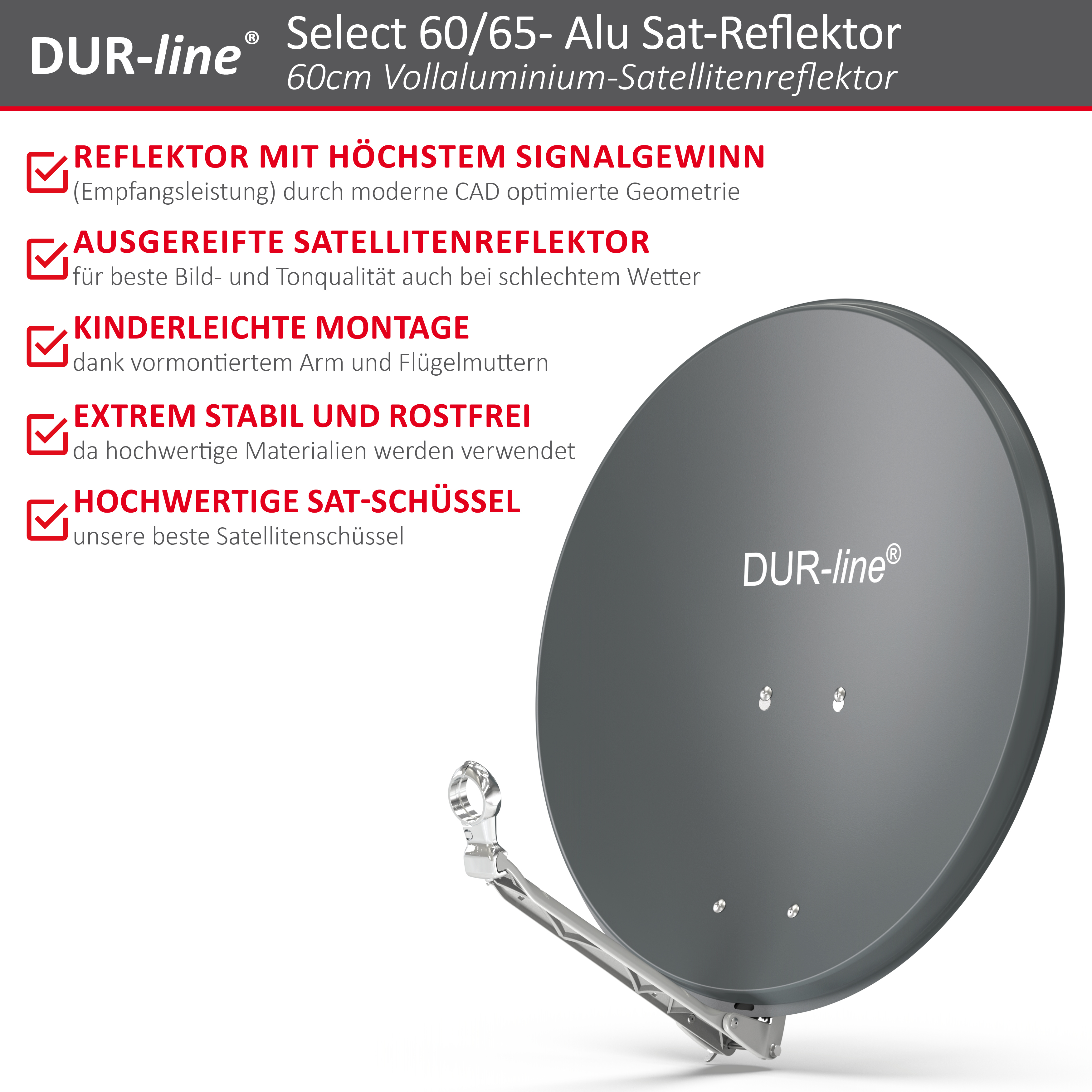 DUR-line Select 60/65 Anthrazit - Alu Sat-Reflektor DUR-line Select 60/65 Anthrazit - Alu Sat-Reflektor